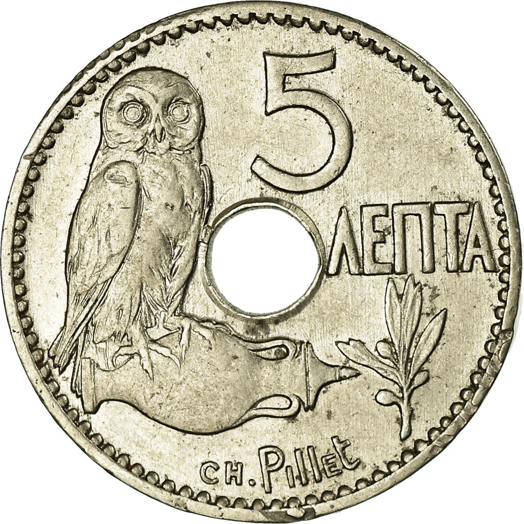 Coin, Greece, George I, 5 Lepta, 1912, AU(50-53), Nickel, KM:62