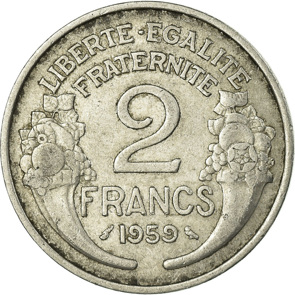 Moneta, Francia, Morlon, 2 Francs, 1959, MB+, Alluminio, KM:886a.1, Gadoury:538c