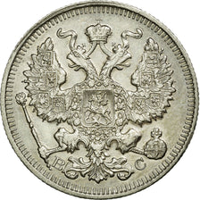 Moneda, Rusia, Nicholas II, 20 Kopeks, 1914, Saint-Petersburg, SC, Plata