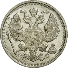 Coin, Russia, Nicholas II, 20 Kopeks, 1915, AU(55-58), Silver, KM:22a.2