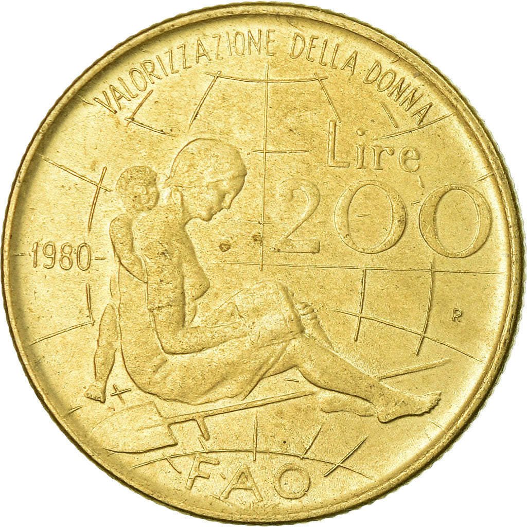 Coin, Italy, International Women's Year	F.A.O., 200 Lire, 1980, Rome, EF(40-45)