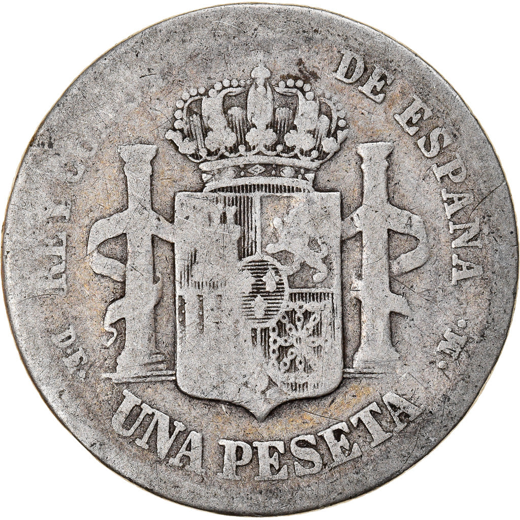 Coin, Spain, Alfonso XII, Peseta, 1876, Madrid, F(12-15), Silver, KM:672