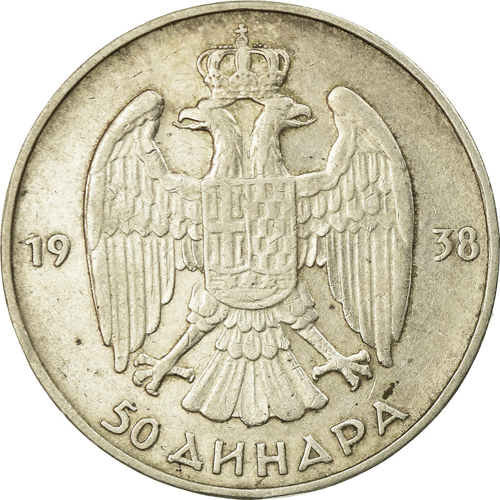 Coin, Yugoslavia, Petar II, 50 Dinara, 1938, EF(40-45), Silver, KM:24
