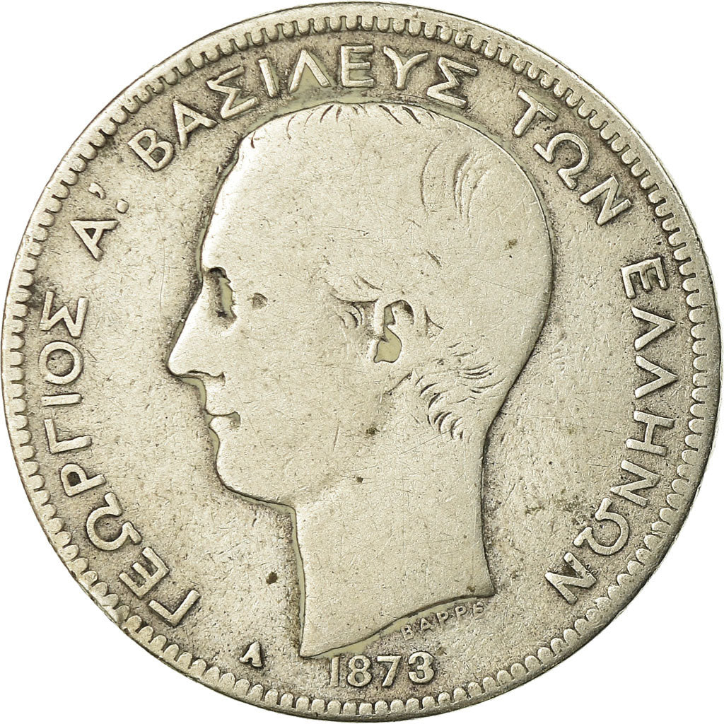 Monnaie, Grèce, George I, 2 Drachmai, 1873, Paris, B+, Argent, KM:39