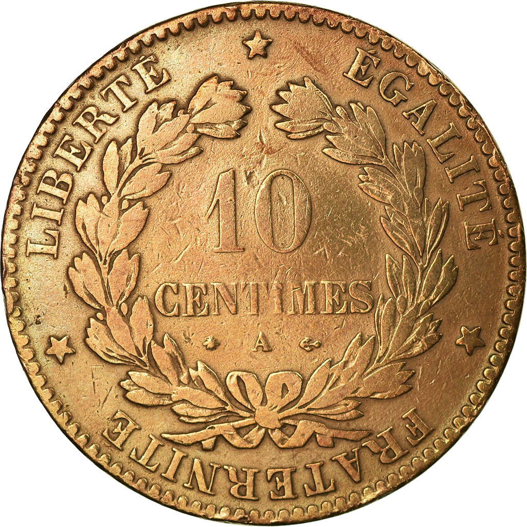 Coin, France, Cérès, 10 Centimes, 1873, Paris, VF(20-25), Bronze, KM:815.1