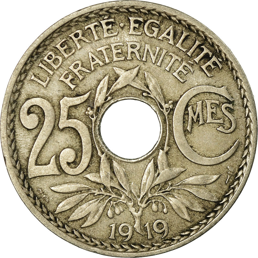 Moeda, França, Lindauer, 25 Centimes, 1919, EF(40-45), Cobre-níquel, KM:867a