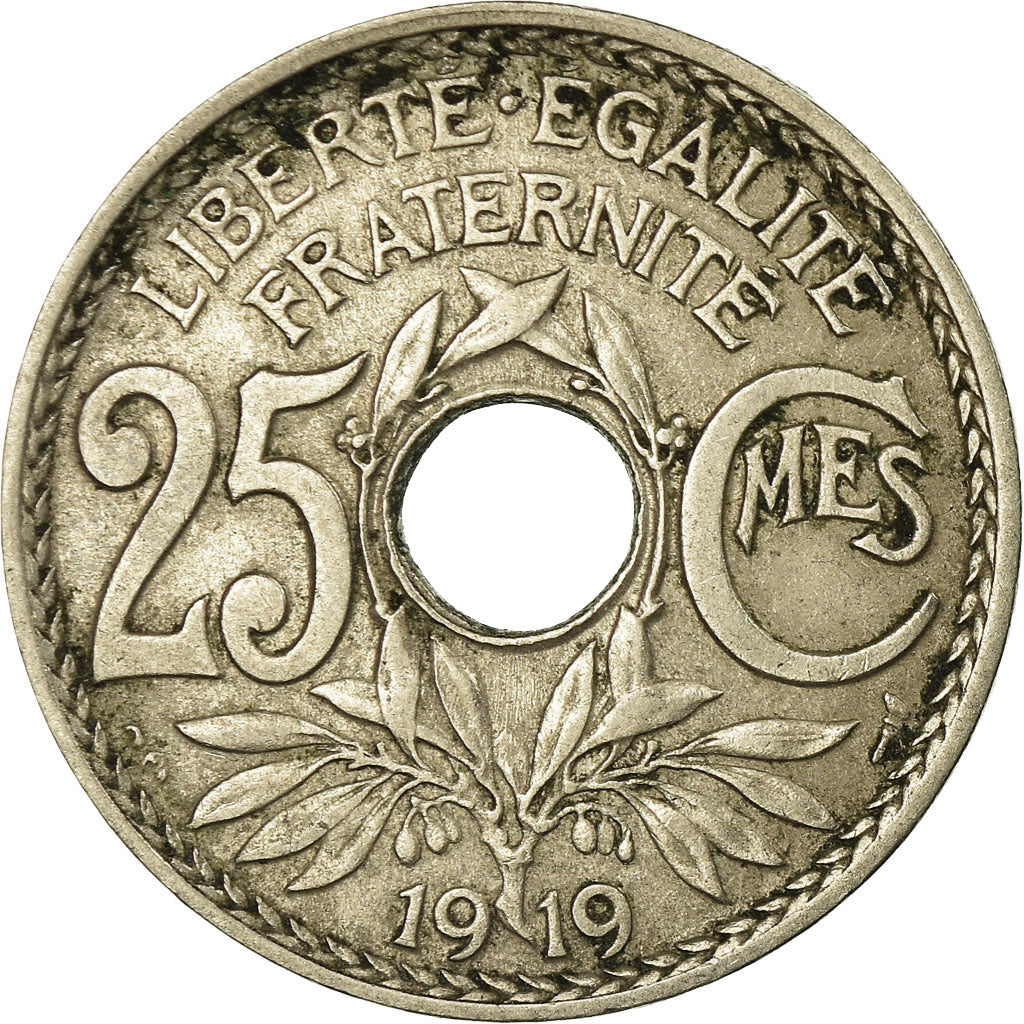 Moneta, Francia, Lindauer, 25 Centimes, 1919, BB, Rame-nichel, KM:867a