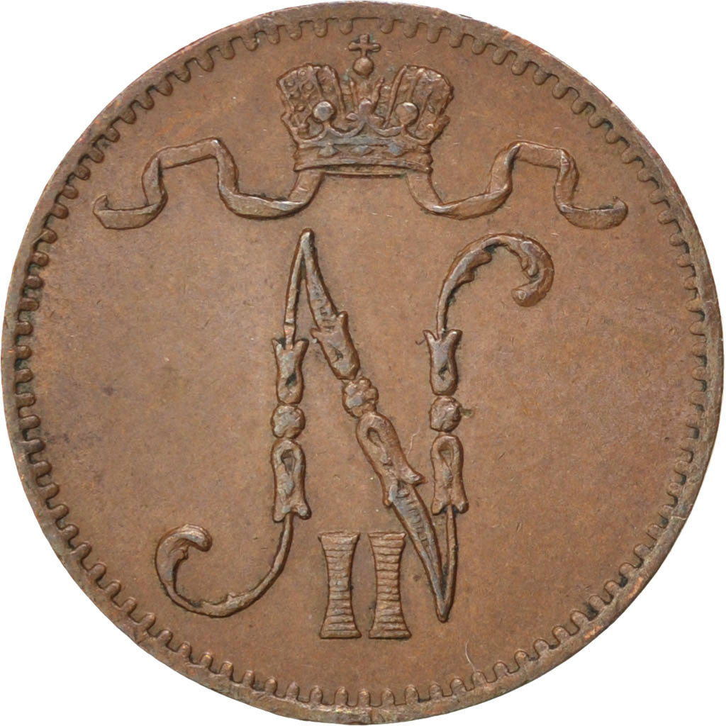FINLAND, Penni, 1907, KM #13, AU(55-58), Copper, 15, 1.24