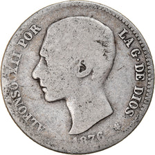 Coin, Spain, Alfonso XII, Peseta, 1876, Madrid, F(12-15), Silver, KM:672
