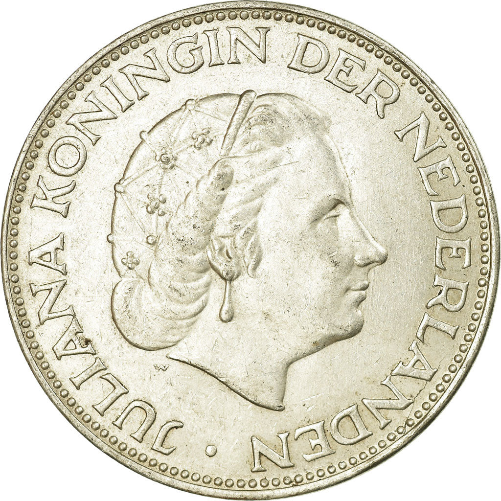Coin, Netherlands, Juliana, 2-1/2 Gulden, 1960, AU(55-58), Silver, KM:185