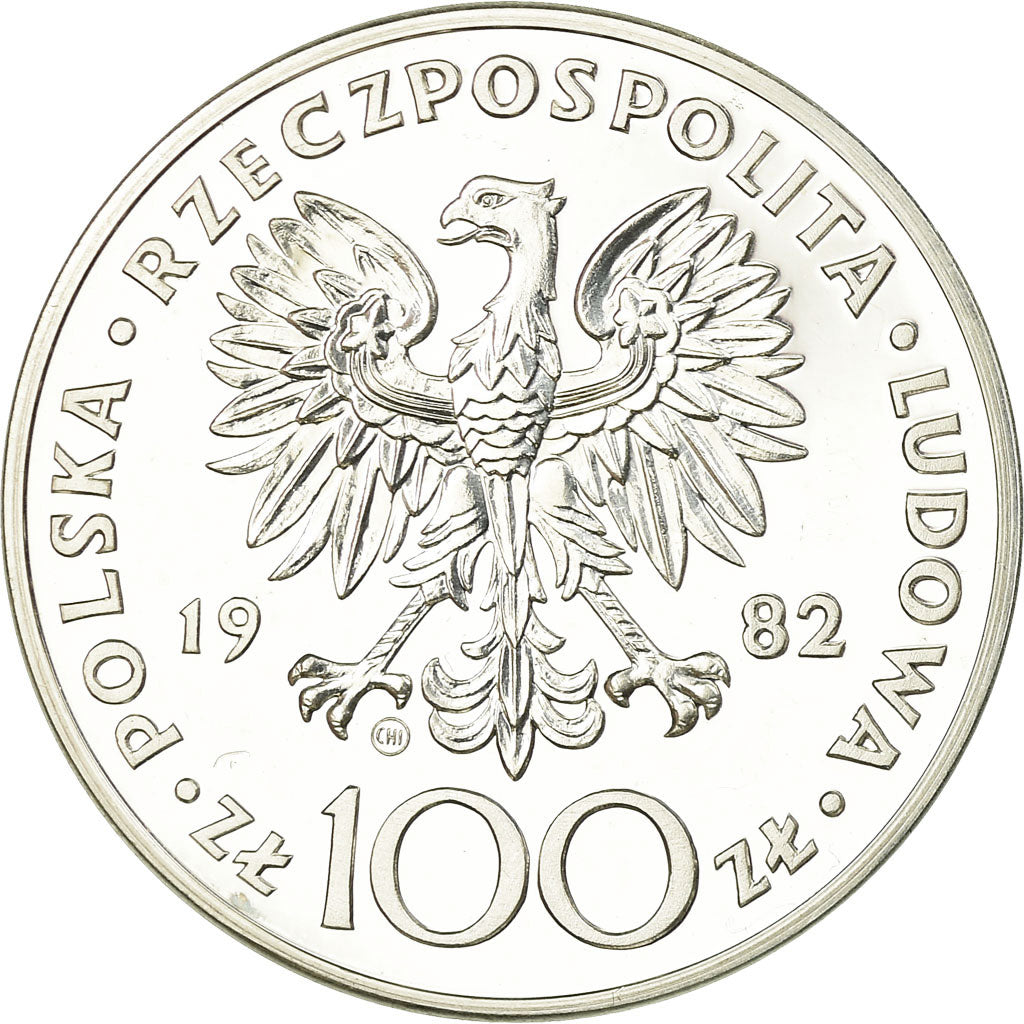 Coin, Poland, 100 Zlotych, 1982, Valcambi, Switzerland, MS(63), Silver, KM:136