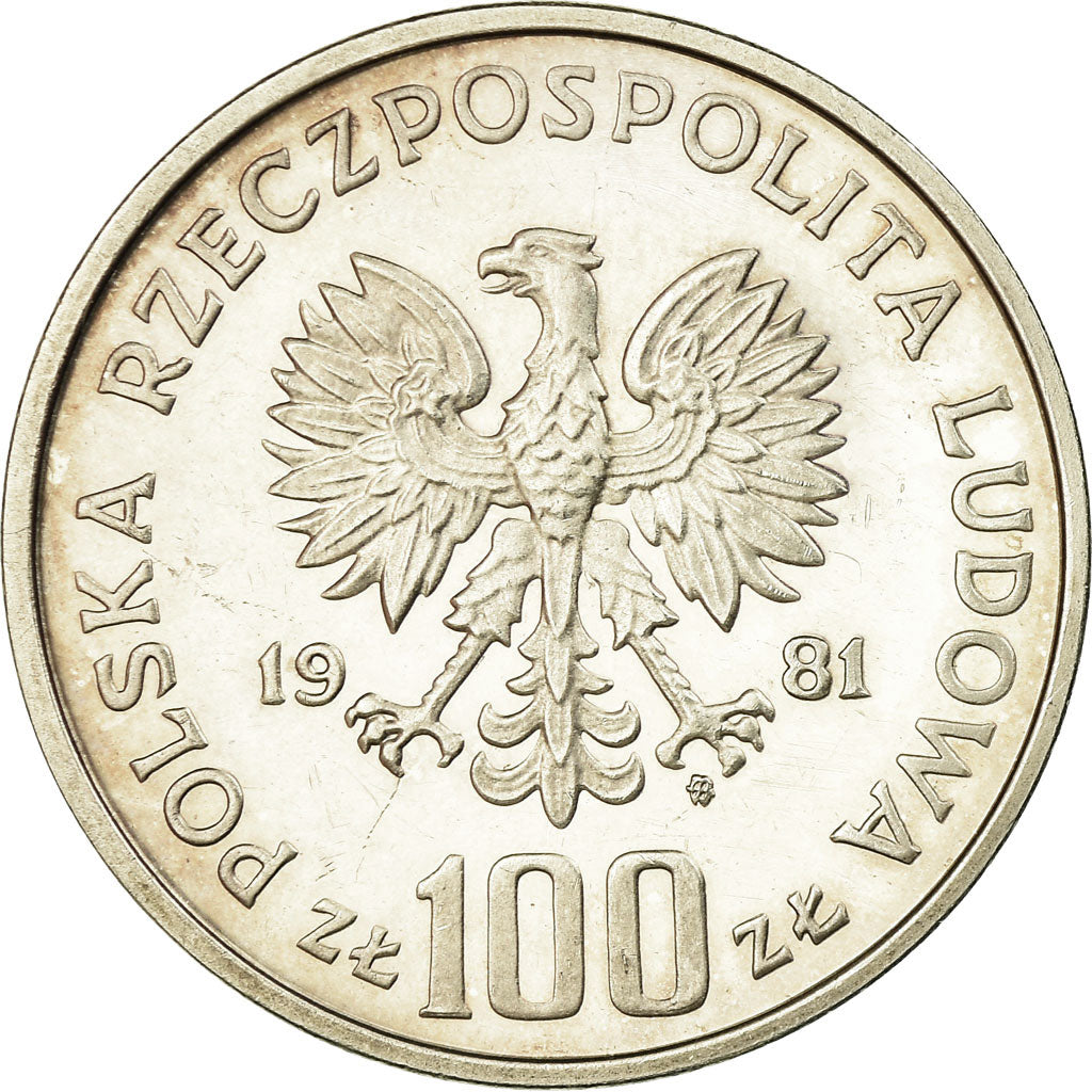 Coin, Poland, 100 Zlotych, 1981, Warsaw, Proof, MS(63), Silver, KM:123