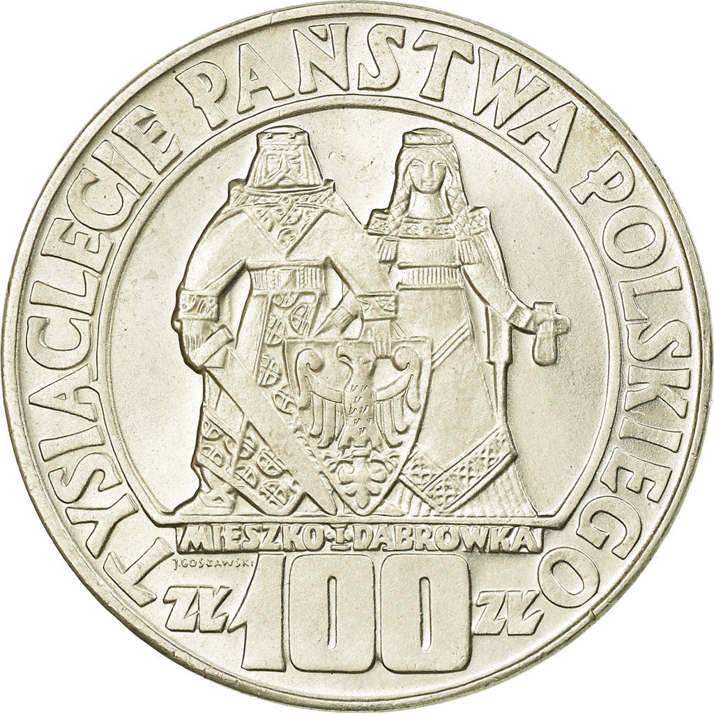 Coin, Poland, Polish Millennium, 100 Zlotych, 1966, Warsaw, MS(63), Silver