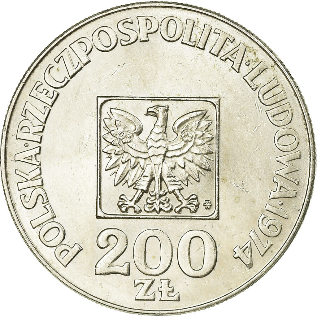 Coin, Poland, 200 Zlotych, 1974, Warsaw, EF(40-45), Silver, KM:72