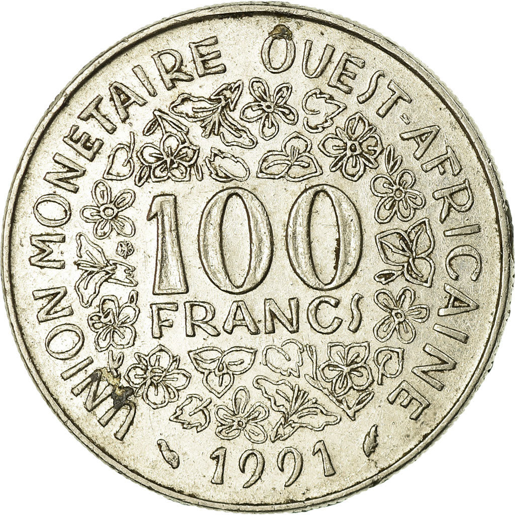 Munten, West Afrikaanse Staten, 100 Francs, 1991, ZF, Nickel, KM:4