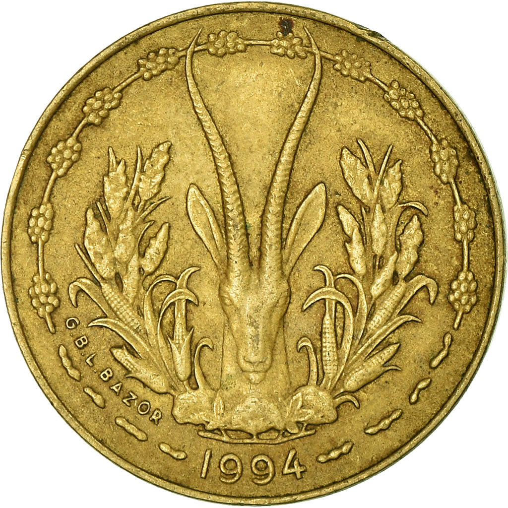 Monnaie, West African States, 5 Francs, 1994, TTB, Aluminum-Nickel-Bronze, KM:2a