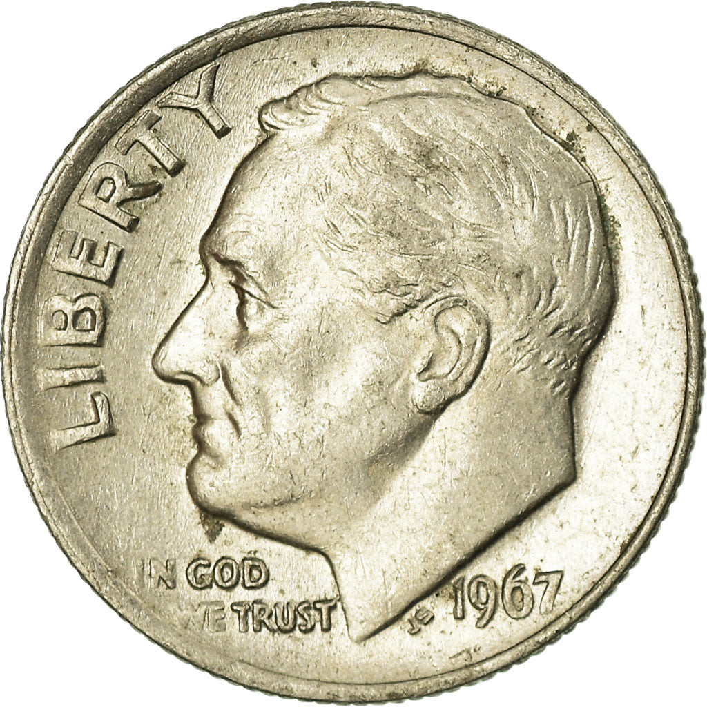 Moeda, Estados Unidos da América, Roosevelt Dime, Dime, 1967, U.S. Mint