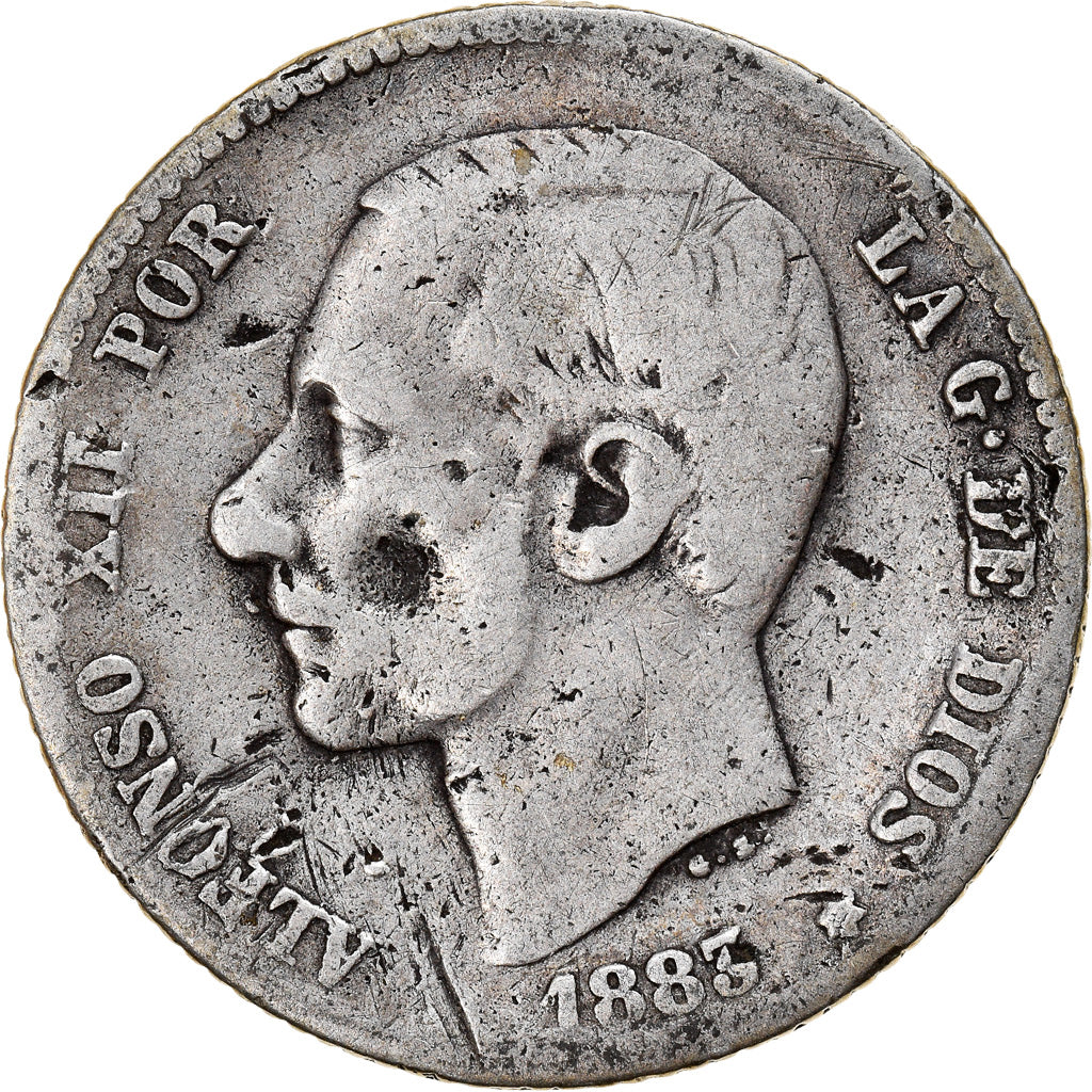 Coin, Spain, Alfonso XII, Peseta, 1883, Madrid, F(12-15), Silver, KM:686