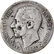 Coin, Spain, Alfonso XII, Peseta, 1883, Madrid, F(12-15), Silver, KM:686