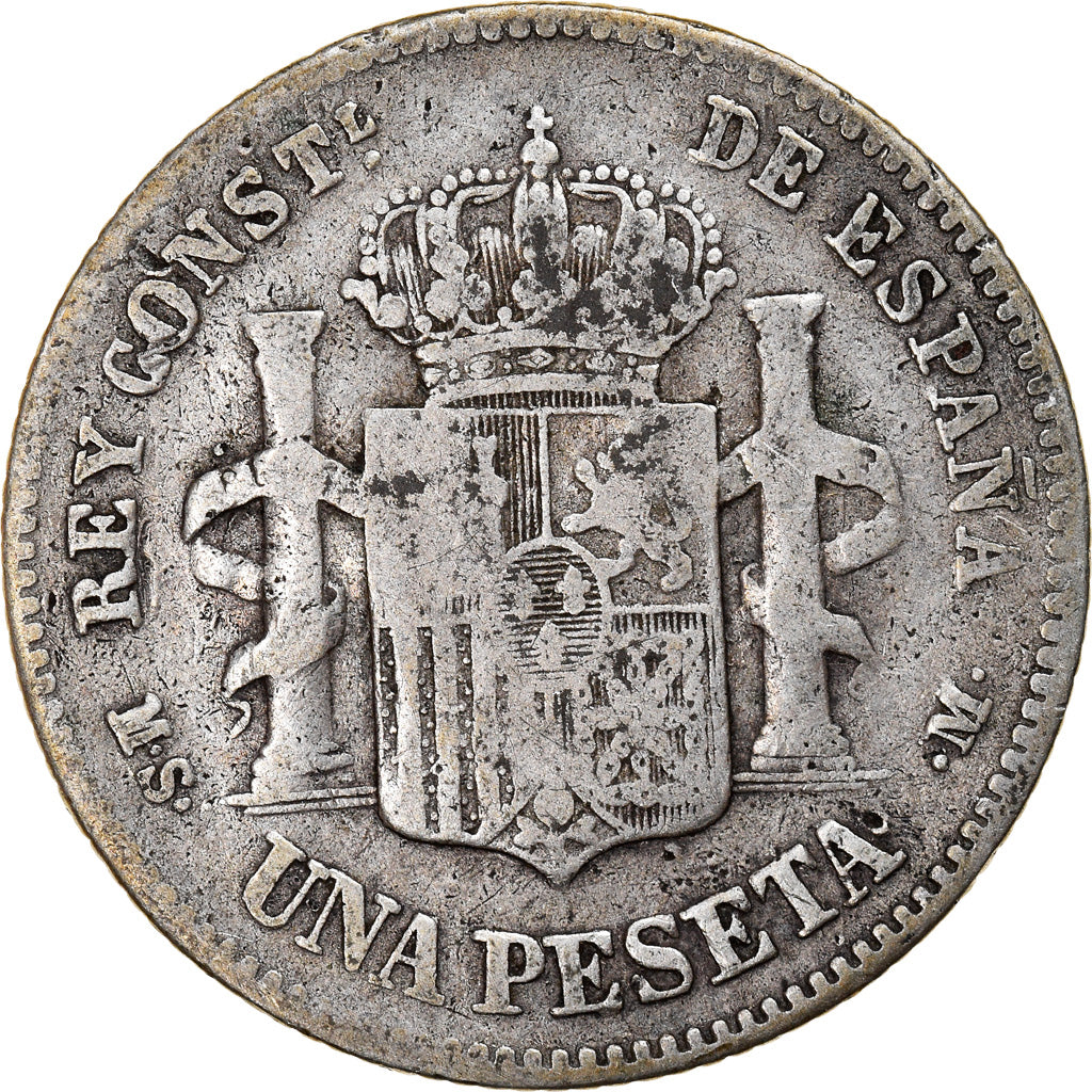 Coin, Spain, Alfonso XII, Peseta, 1883, Madrid, F(12-15), Silver, KM:686