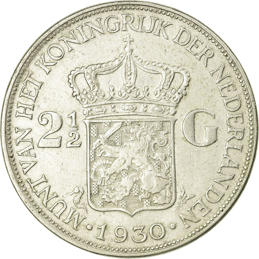 Moneta, Paesi Bassi, Wilhelmina I, 2-1/2 Gulden, 1930, BB+, Argento, KM:165