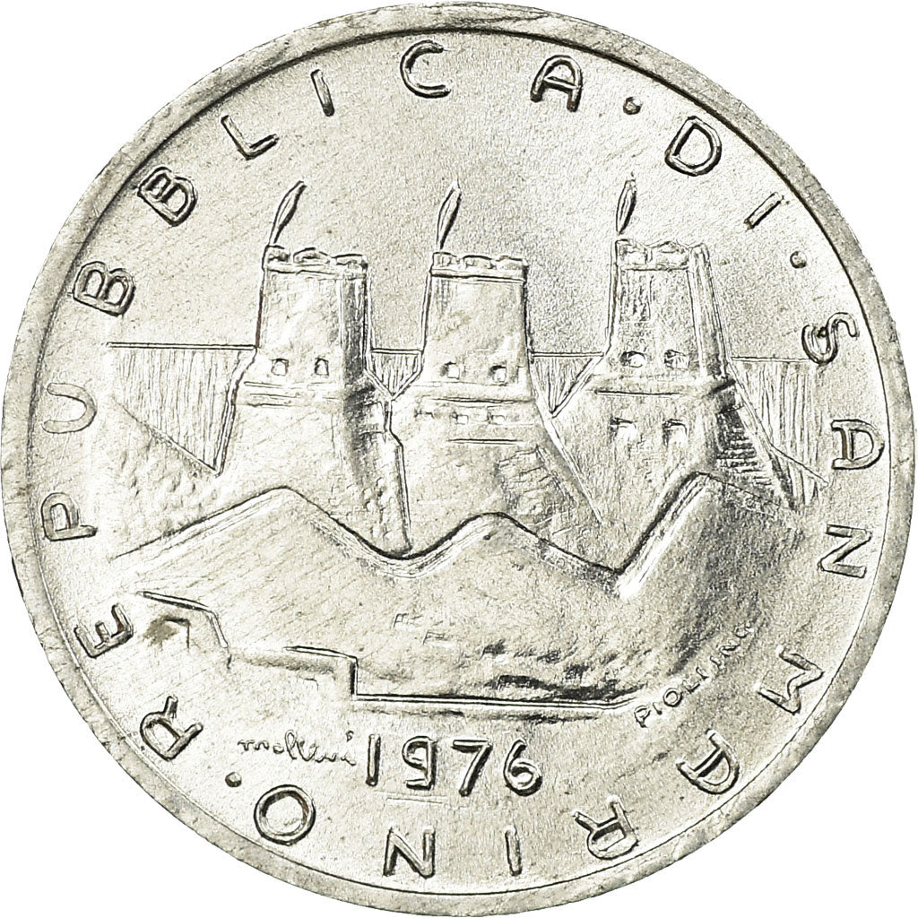 Coin, San Marino, Lira, 1976, MS(63), Aluminum, KM:51