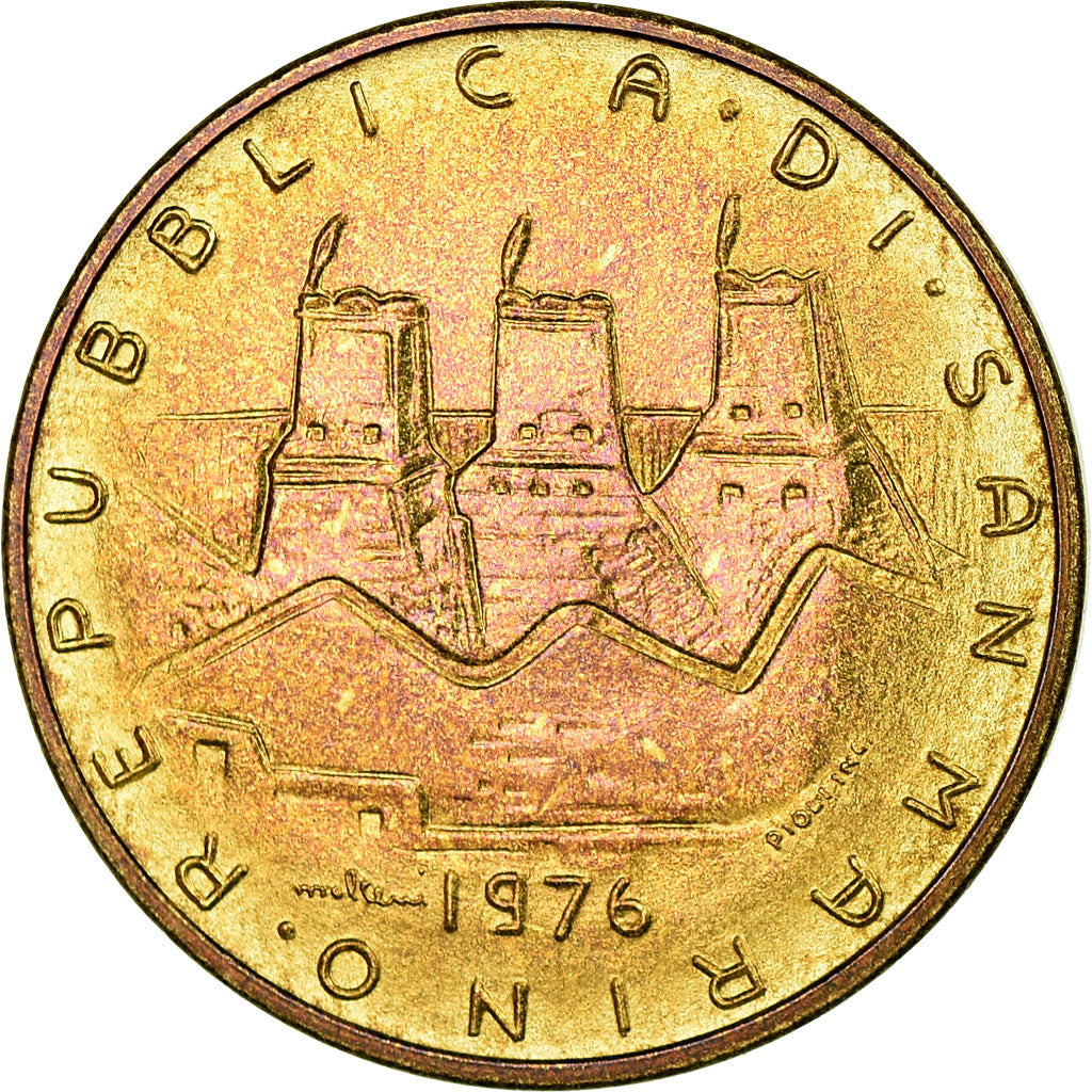 Moneta, San Marino, 20 Lire, 1976, BB, Alluminio-bronzo, KM:55