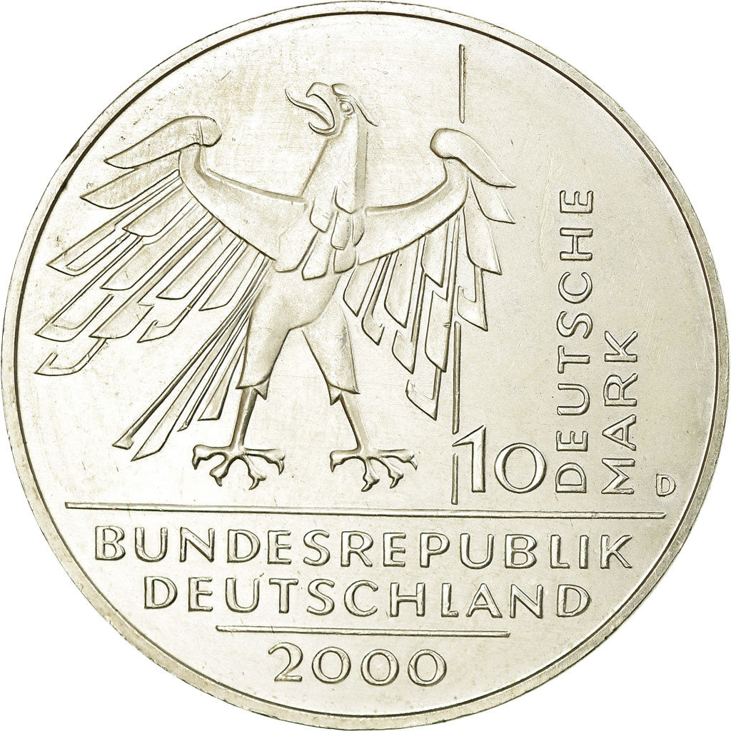 Coin, GERMANY - FEDERAL REPUBLIC, 10 Mark, 2000, Munich, AU(55-58), Silver