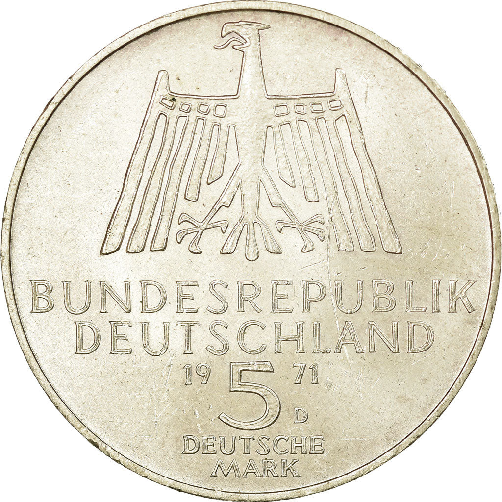 Moneta, GERMANIA - REPUBBLICA FEDERALE, 5 Mark, 1971, Munich, BB, Argento