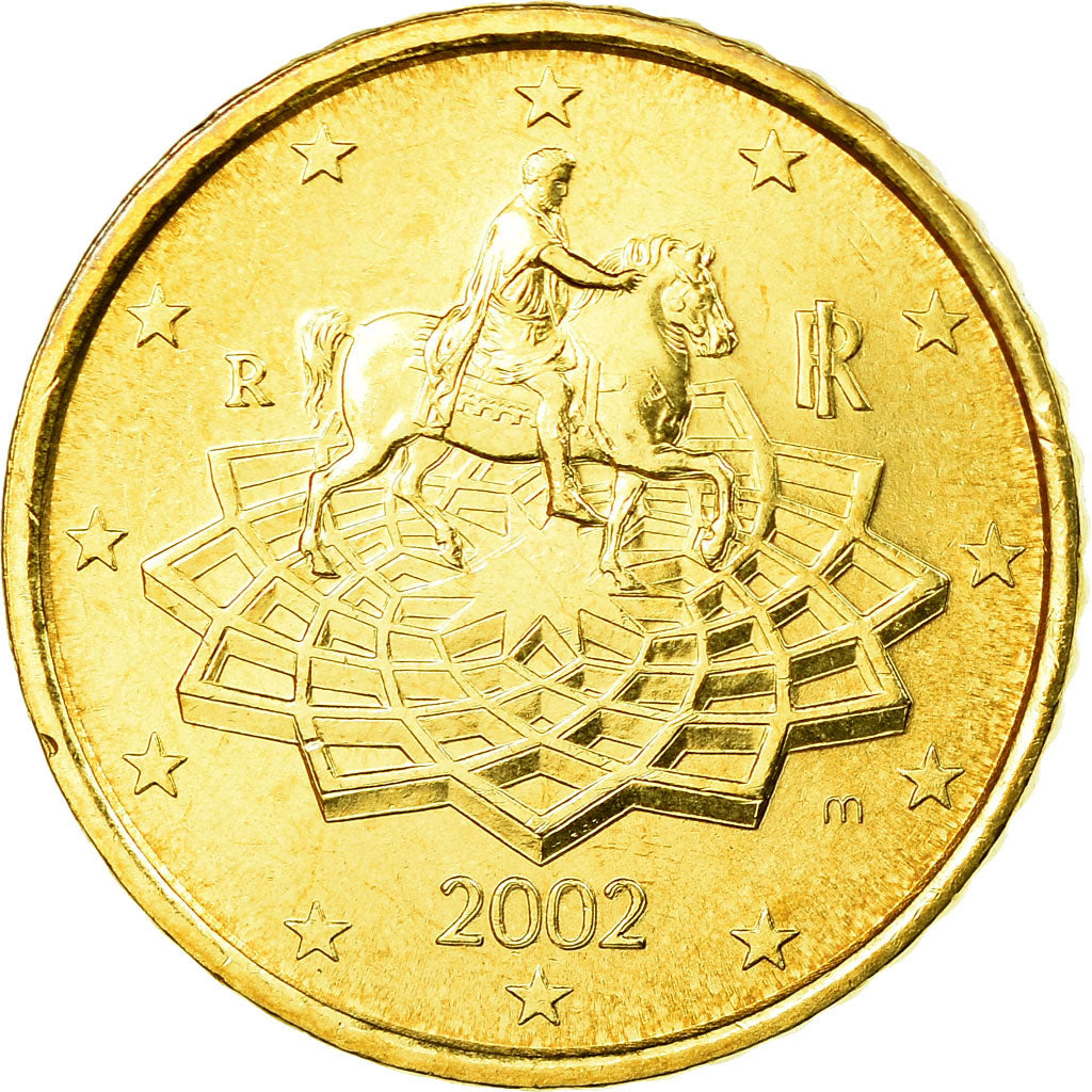 Italien, 50 Euro Cent, 2002, VZ, Messing, KM:215