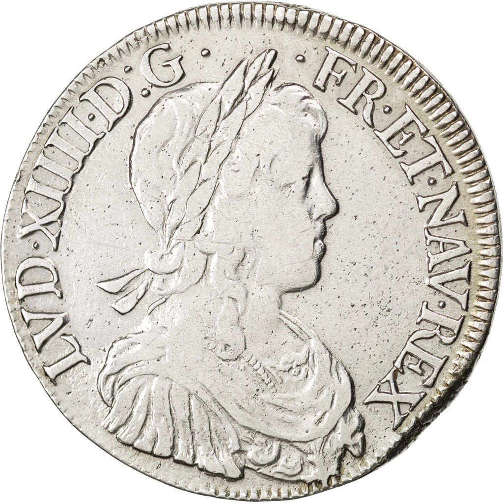 FRANCE, Écu à la mèche longue, ECU, 1651, Rouen, KM #155.2, VF(30-35), Silver, G
