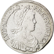 FRANCE, Écu à la mèche longue, ECU, 1651, Rouen, KM #155.2, VF(30-35), Silver, G