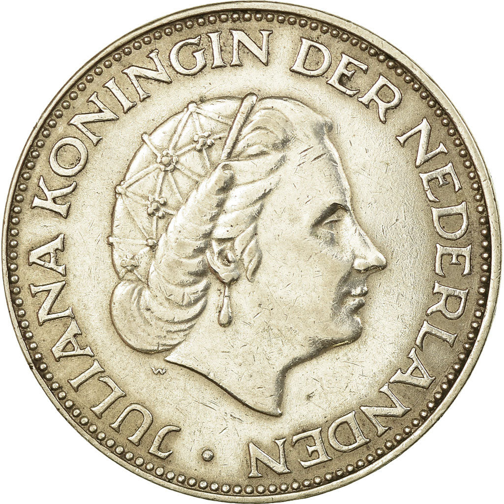 Coin, Netherlands, Juliana, 2-1/2 Gulden, 1961, EF(40-45), Silver, KM:185