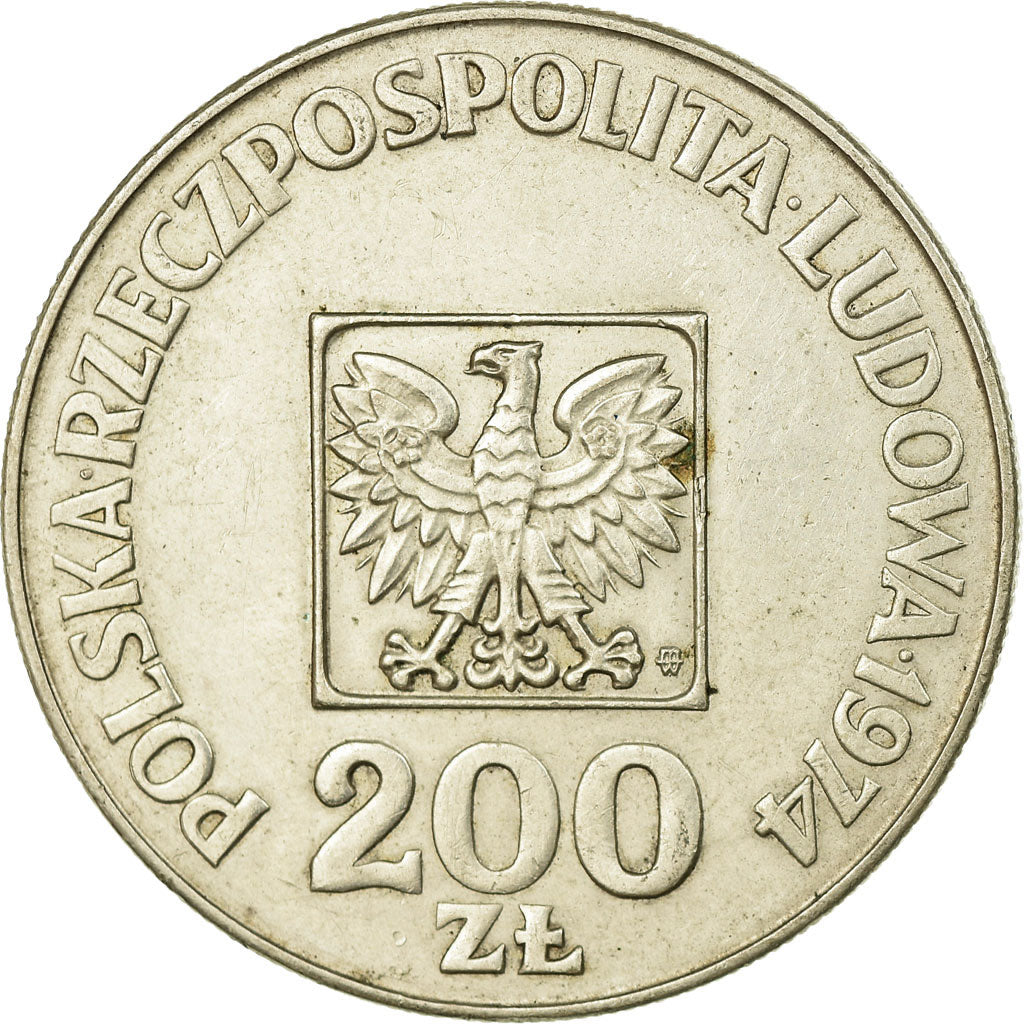 Coin, Poland, 200 Zlotych, 1974, Warsaw, EF(40-45), Silver, KM:72