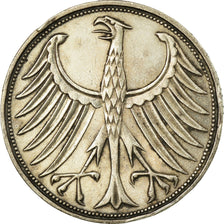 Coin, GERMANY - FEDERAL REPUBLIC, 5 Mark, 1951, Stuttgart, VF(30-35), Silver