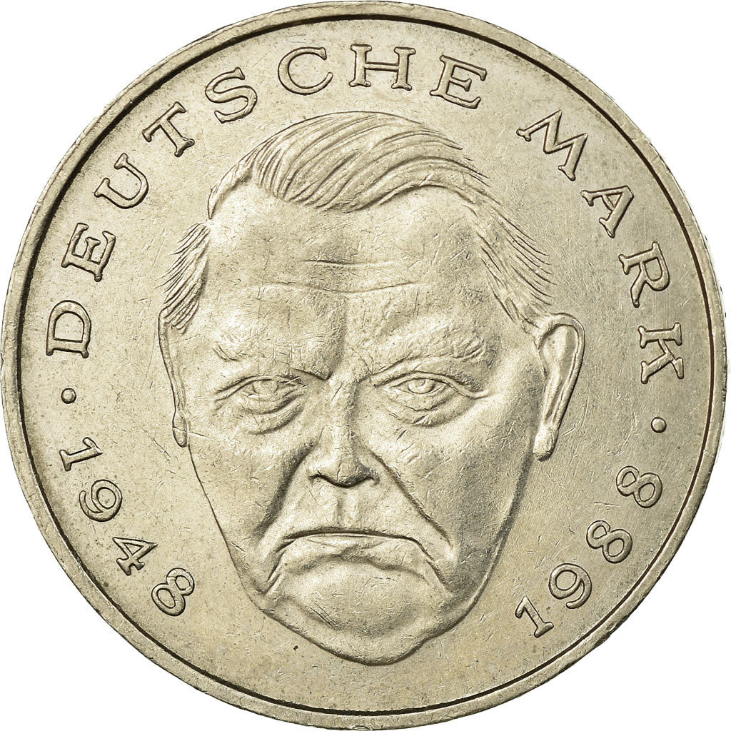 Coin, GERMANY - FEDERAL REPUBLIC, 2 Mark, 1988, Warsaw, EF(40-45), Copper-Nickel