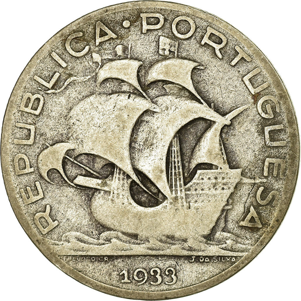 Coin, Portugal, 5 Escudos, 1933, VF(30-35), Silver, KM:581