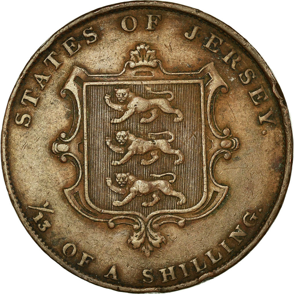 Coin, Jersey, Victoria, 1/13 Shilling, 1841, EF(40-45), Copper, KM:3