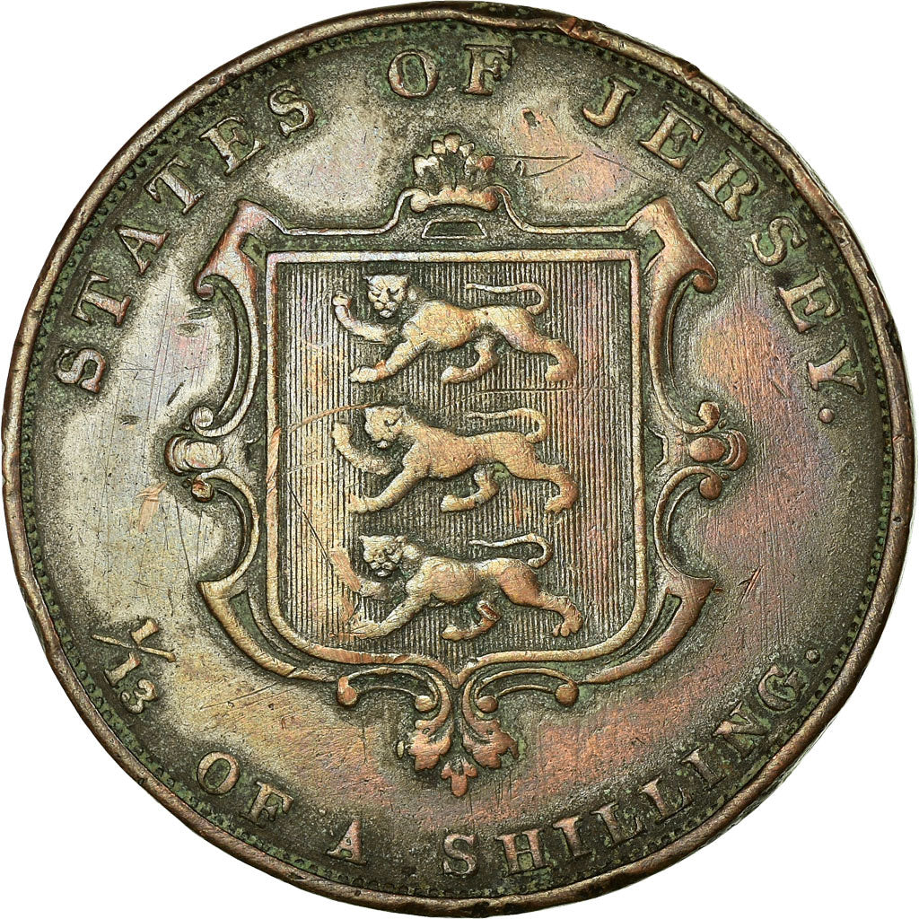 Coin, Jersey, Victoria, 1/13 Shilling, 1861, EF(40-45), Copper, KM:3