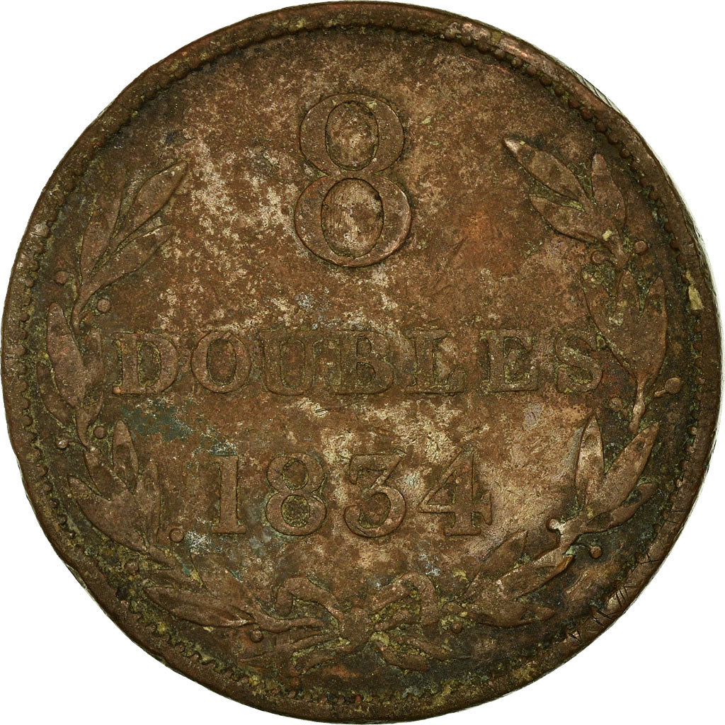 Coin, Guernsey, 8 Doubles, 1834, VF(20-25), Copper, KM:3