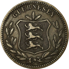 Coin, Guernsey, 8 Doubles, 1889, Heaton, Birmingham, EF(40-45), Bronze, KM:7