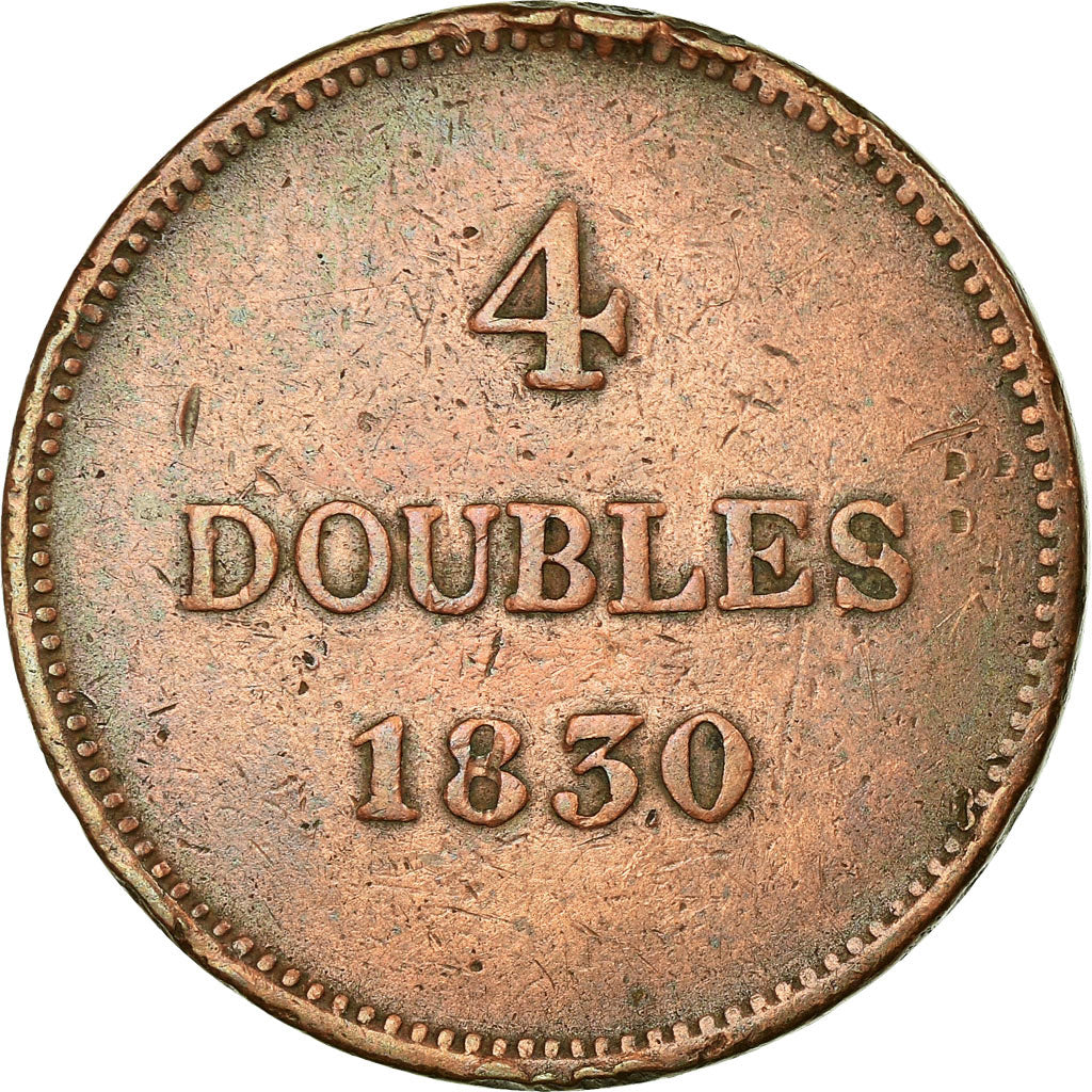 Coin, Guernsey, 4 Doubles, 1830, VF(30-35), Copper, KM:2