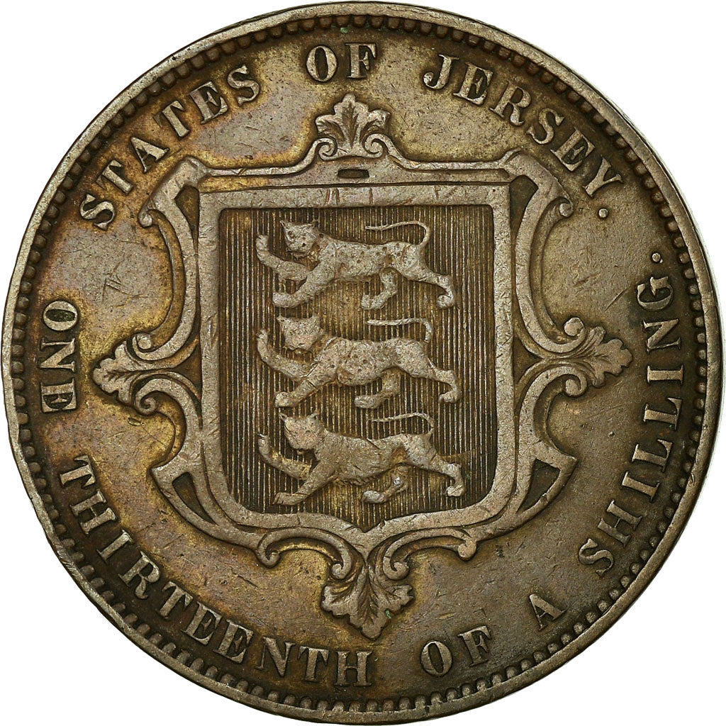 Coin, Jersey, Victoria, 1/13 Shilling, 1871, EF(40-45), Bronze, KM:5