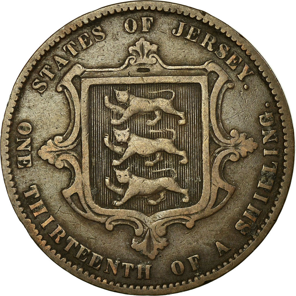 Coin, Jersey, Victoria, 1/13 Shilling, 1870, VF(20-25), Bronze, KM:5