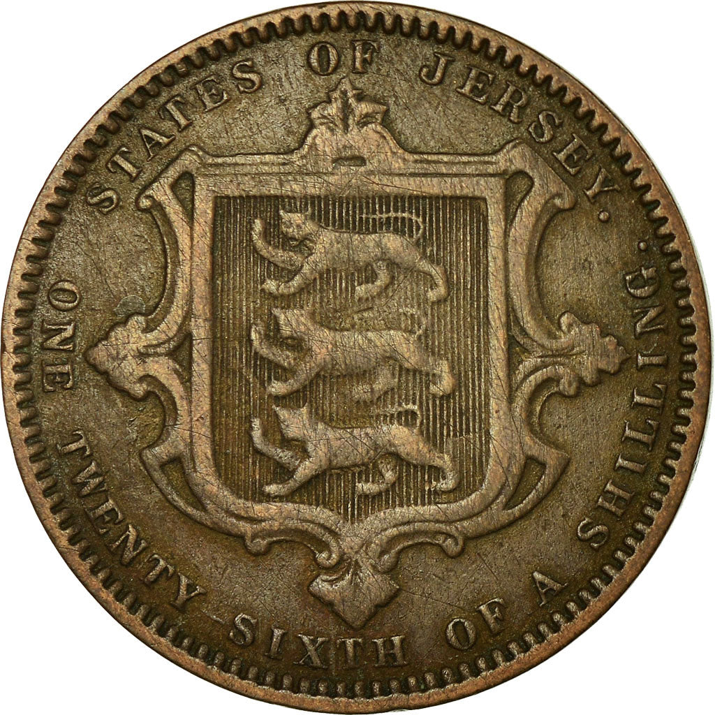 Coin, Jersey, Victoria, 1/26 Shilling, 1871, VF(20-25), Bronze, KM:4