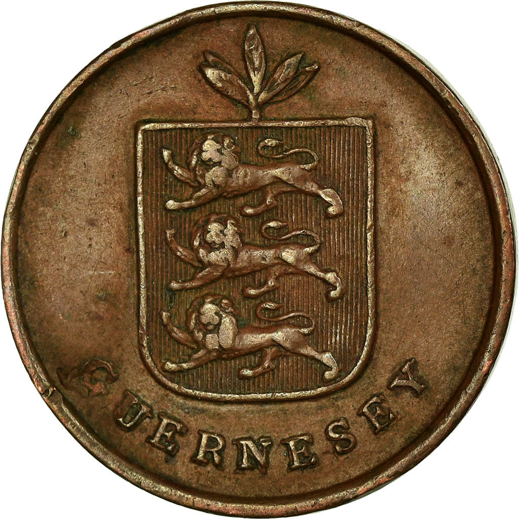 Moneta, Guernsey, Double, 1830, MB+, Rame, KM:1