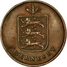 Moneta, Guernsey, Double, 1830, MB+, Rame, KM:1