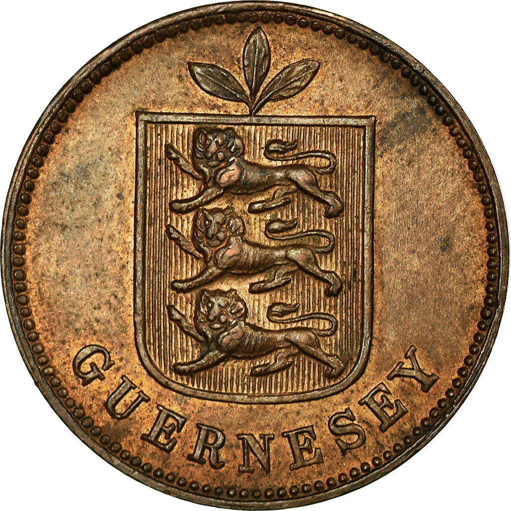 Coin, Guernsey, Double, 1889, Heaton, Birmingham, EF(40-45), Bronze, KM:10