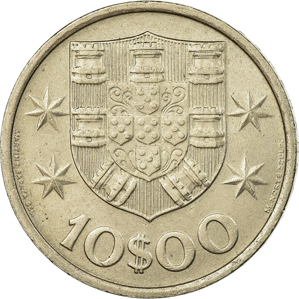 Moneta, Portogallo, 10 Escudos, 1974, BB, Nichel ricoperto in rame-nichel