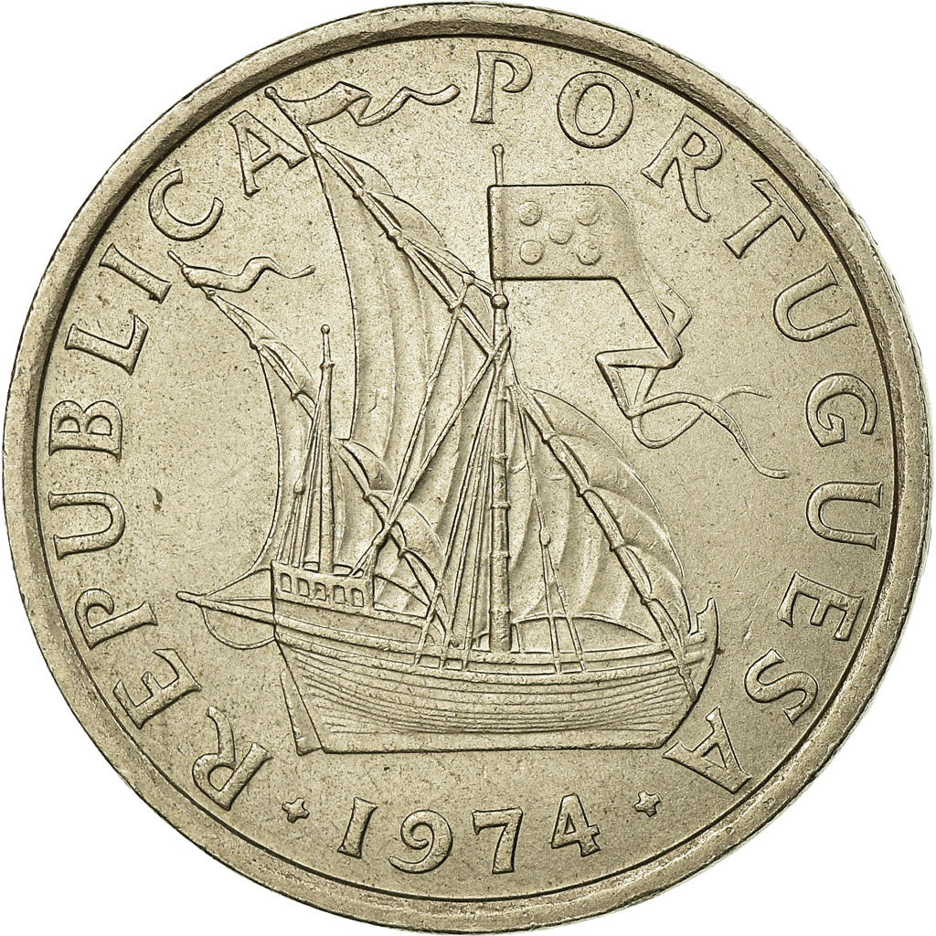 Moneta, Portugal, 10 Escudos, 1974, EF(40-45), Miedź-Nikiel niklowany, KM:600